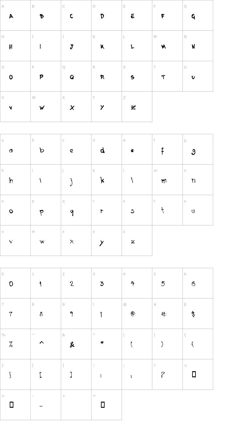 Character Map Catchup Sans Font