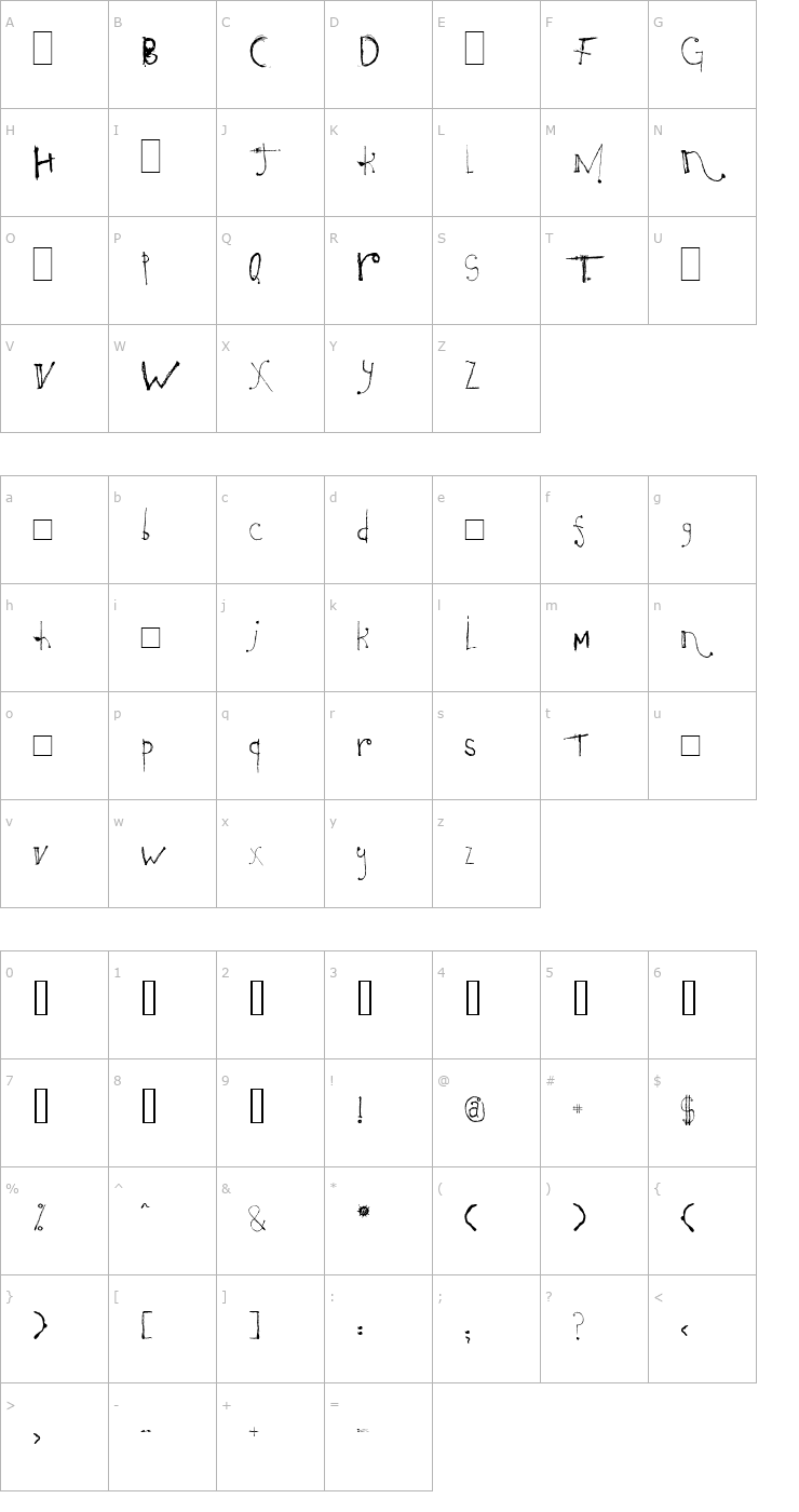 Character Map Caterpillar Demo Font