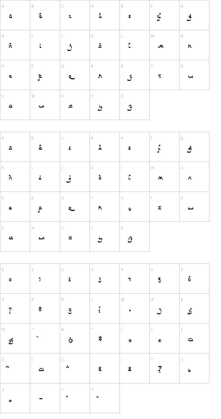 Character Map Catharsis Bedouin Font