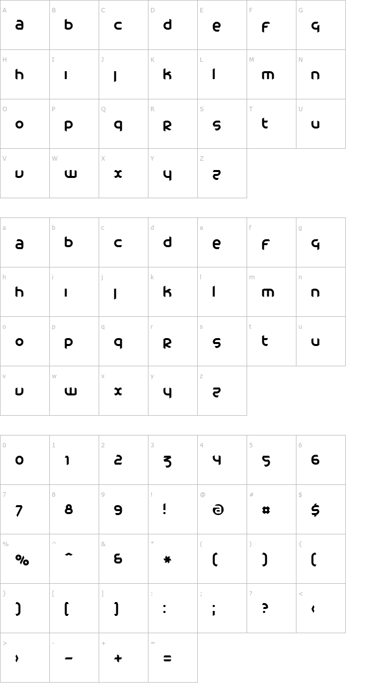 Character Map Catharsis Cargo Font