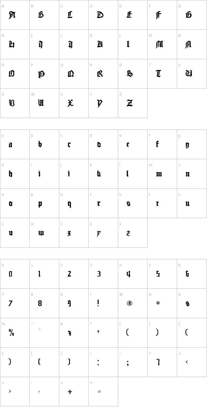 Character Map Cathedral Normal Font
