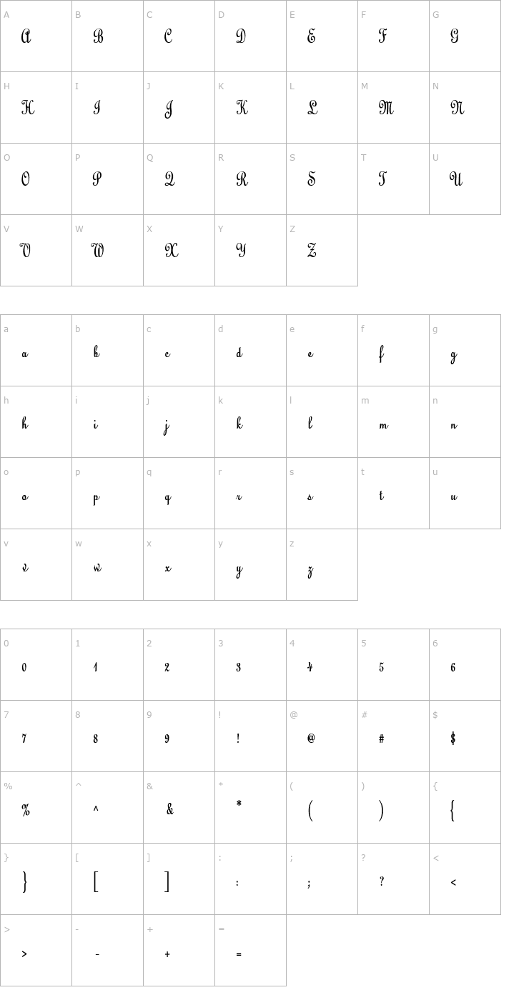 Character Map CathedralCondensed Bold Font