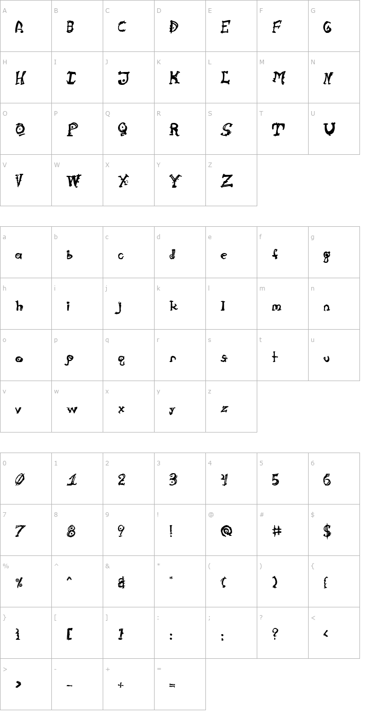 Character Map Cathzulu Font