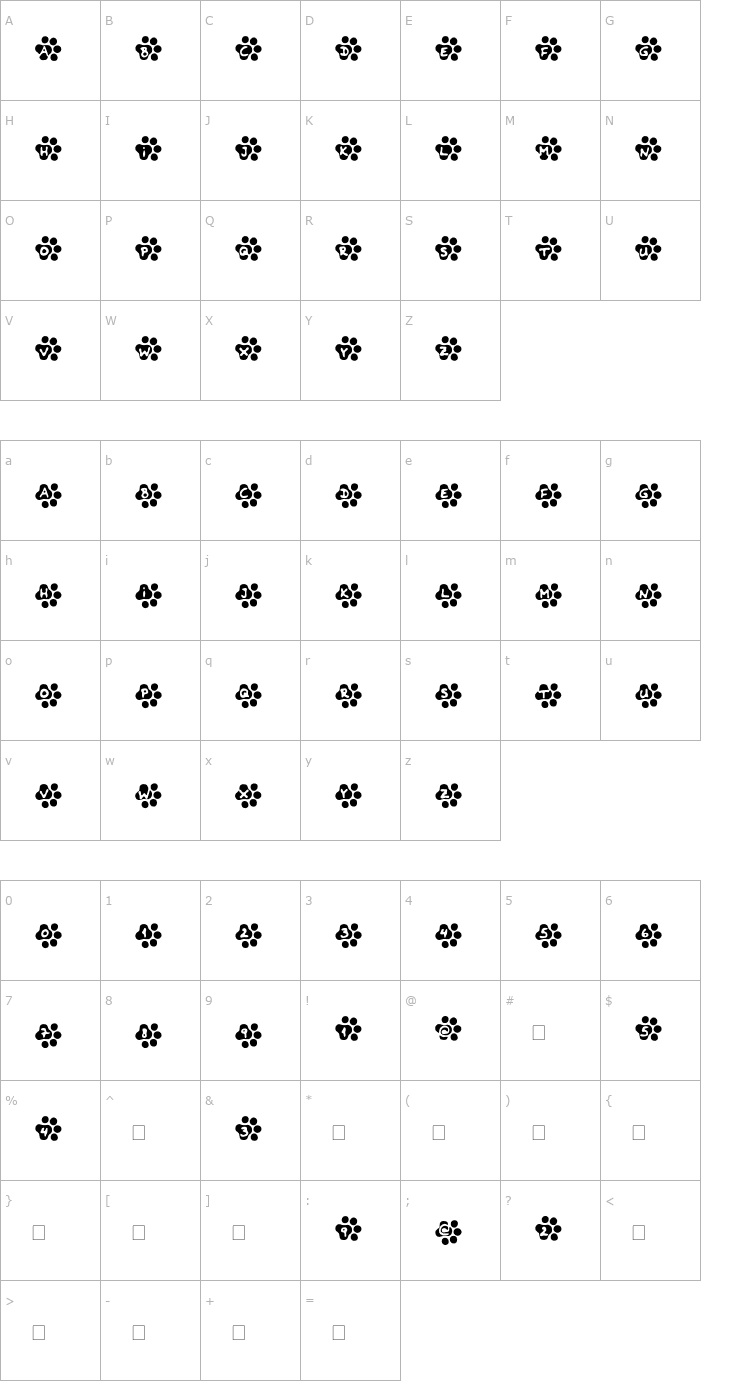 Character Map Catty Font