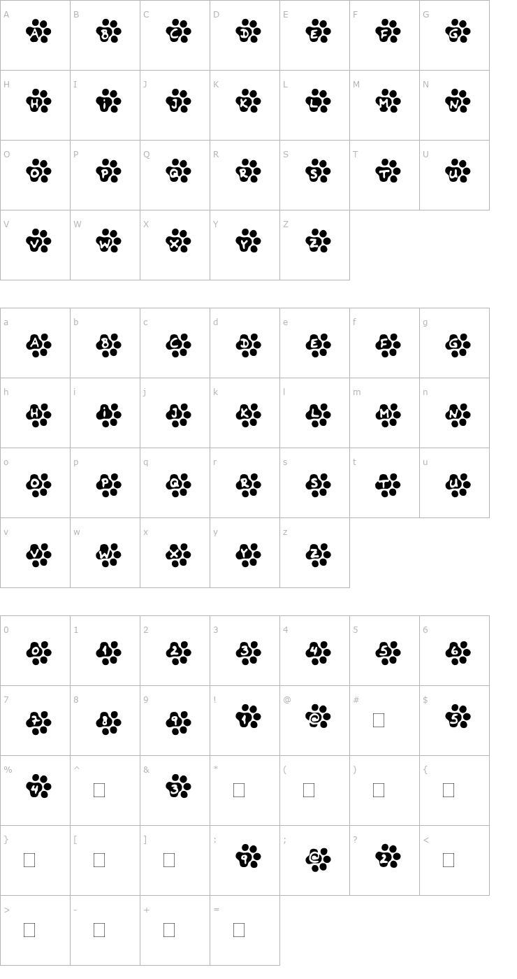 Character Map Catwalk Font