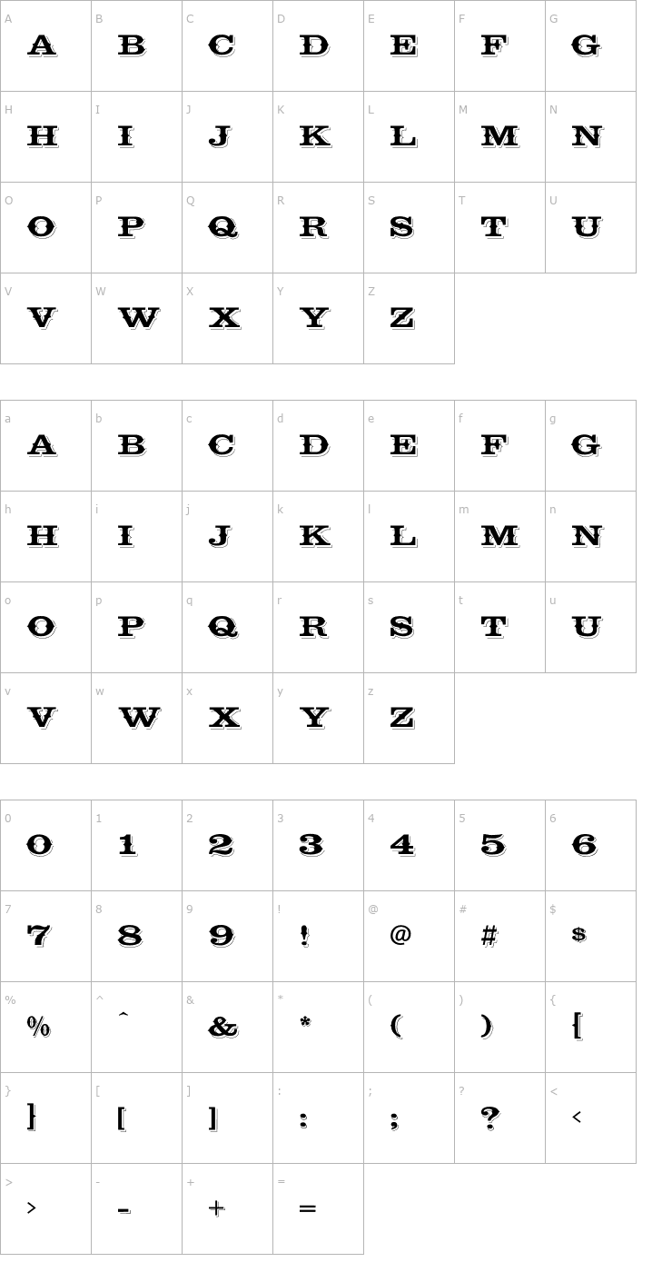 Character Map Cavalcade-Regular Font