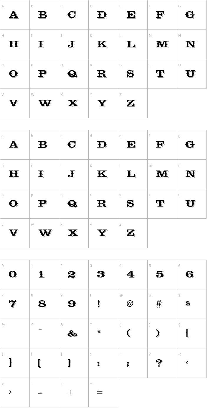 Character Map Cavalcade-Regular OTF Font