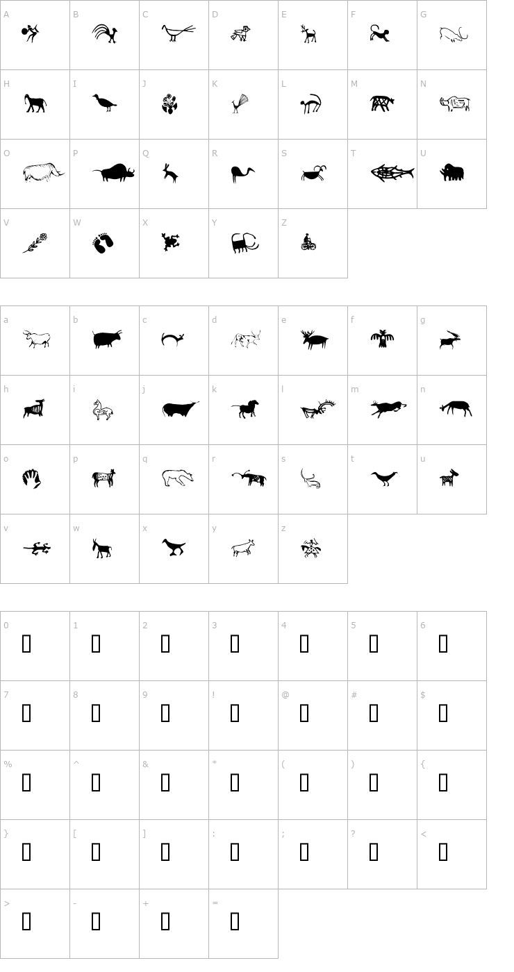 Character Map Cave Painting Dingbats Font
