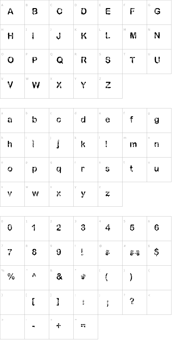 Character Map CBX-Fingerpaint Font