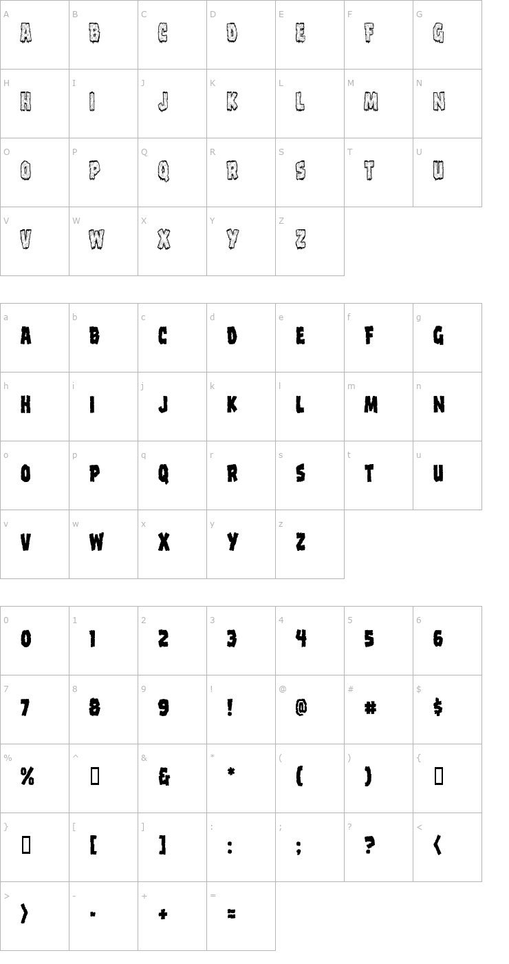 Character Map CCFrostbite Font