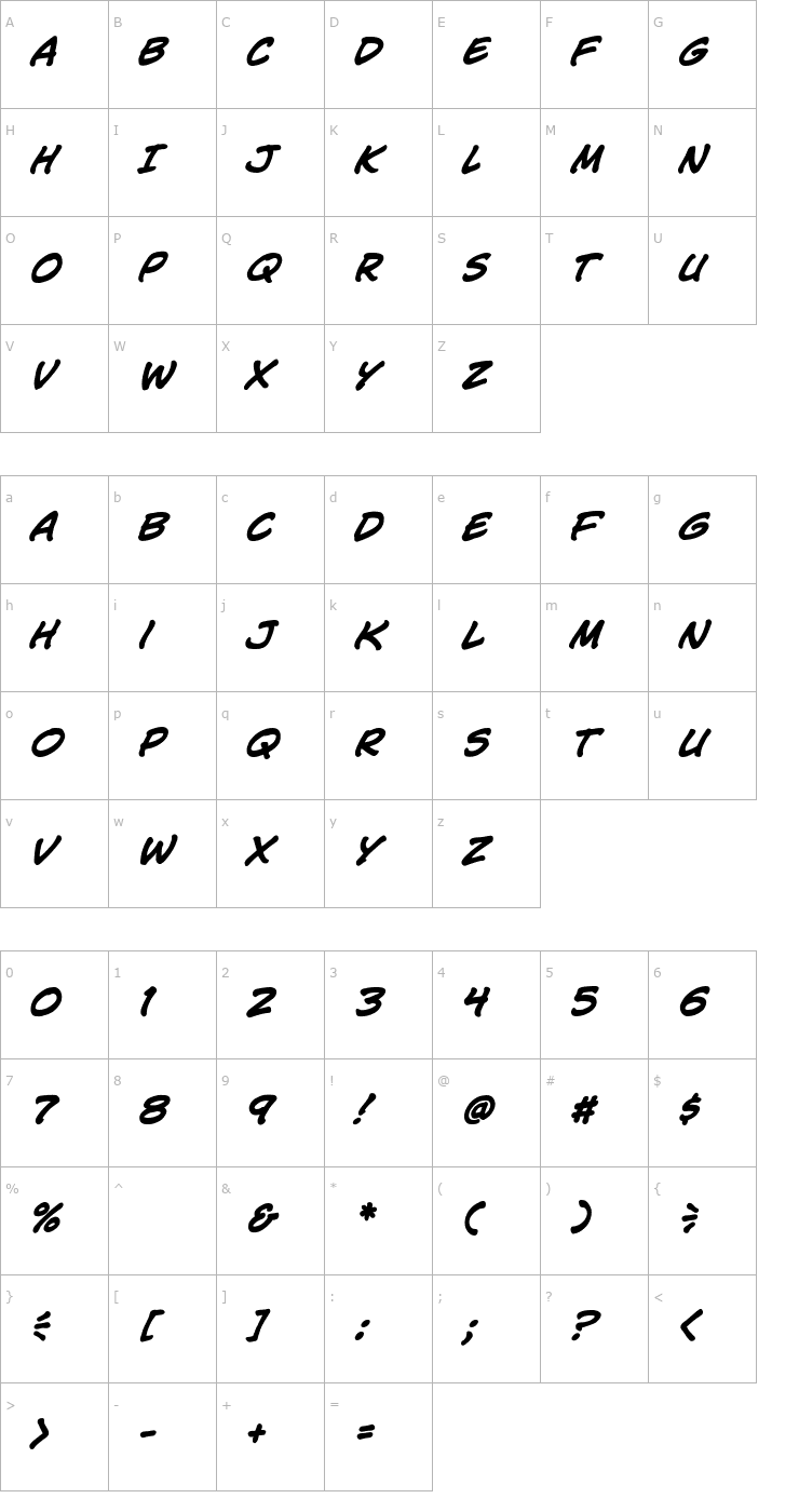 Character Map CCJimLee-Bold Italic Font