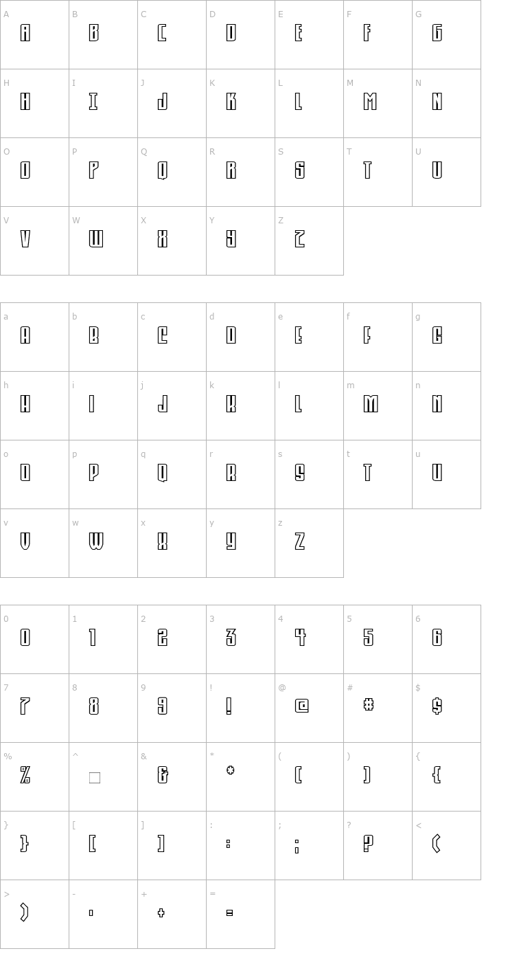 Character Map CCPhasesOnStun Font