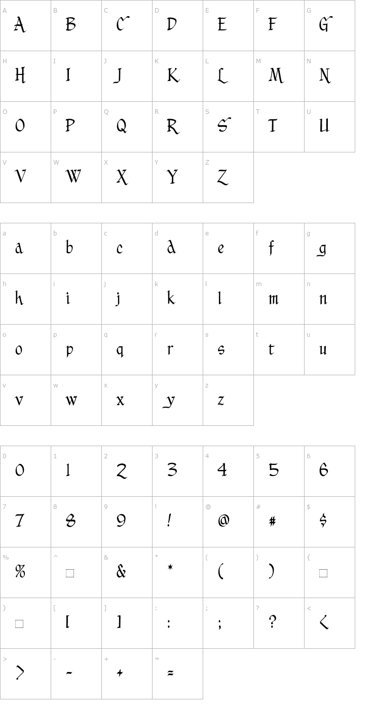 Character Map CCYuletideLog Font