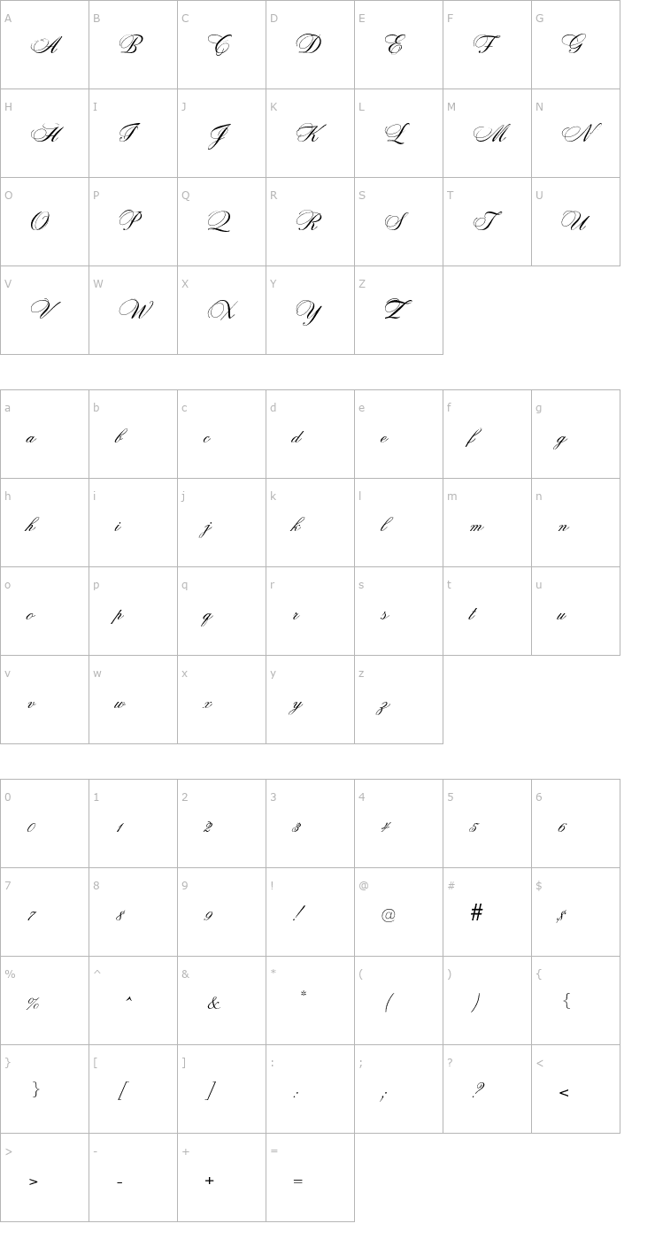 Character Map Cecilian Font