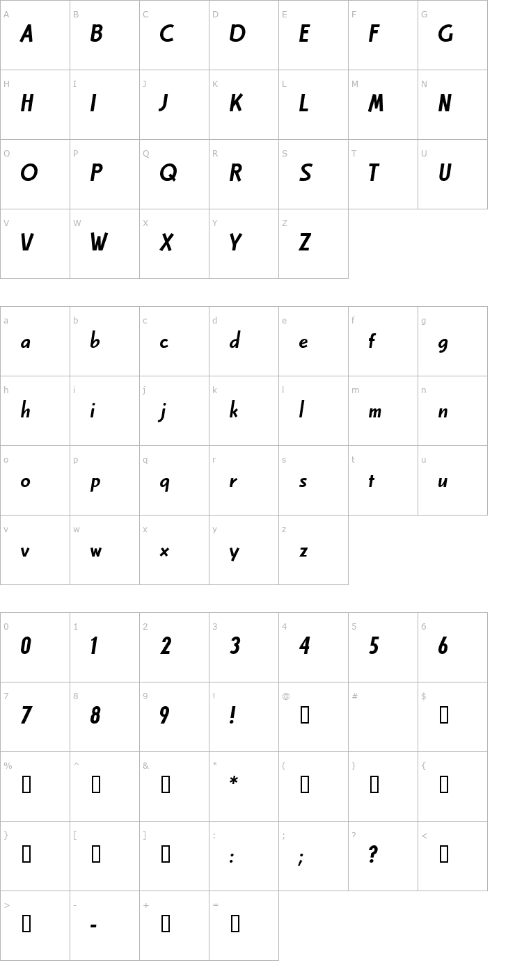 Character Map Celbo Bold Font