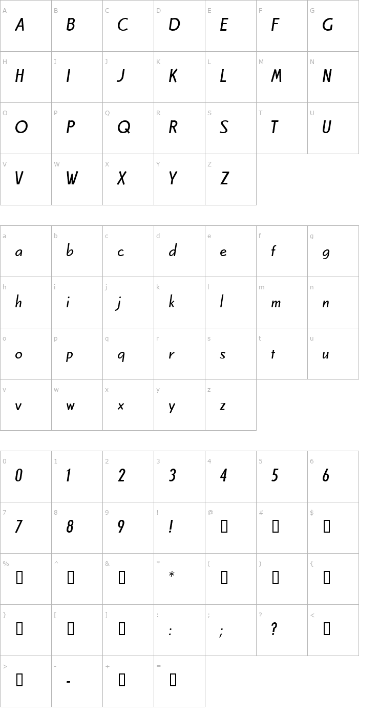 Character Map Celbo Font