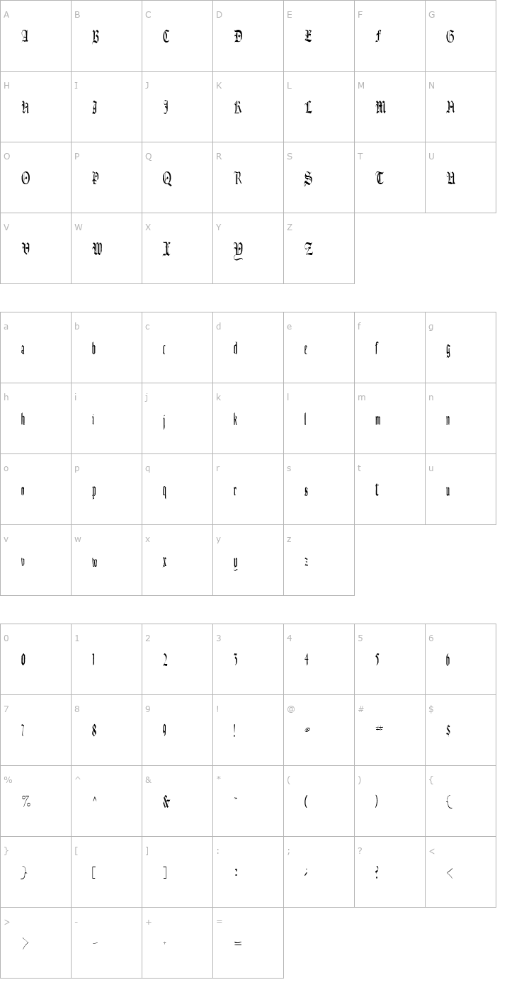 Character Map Celebrate Regular Font