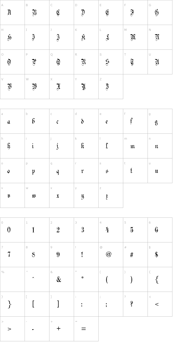 Character Map CelebrationTextPlain-Normal Font