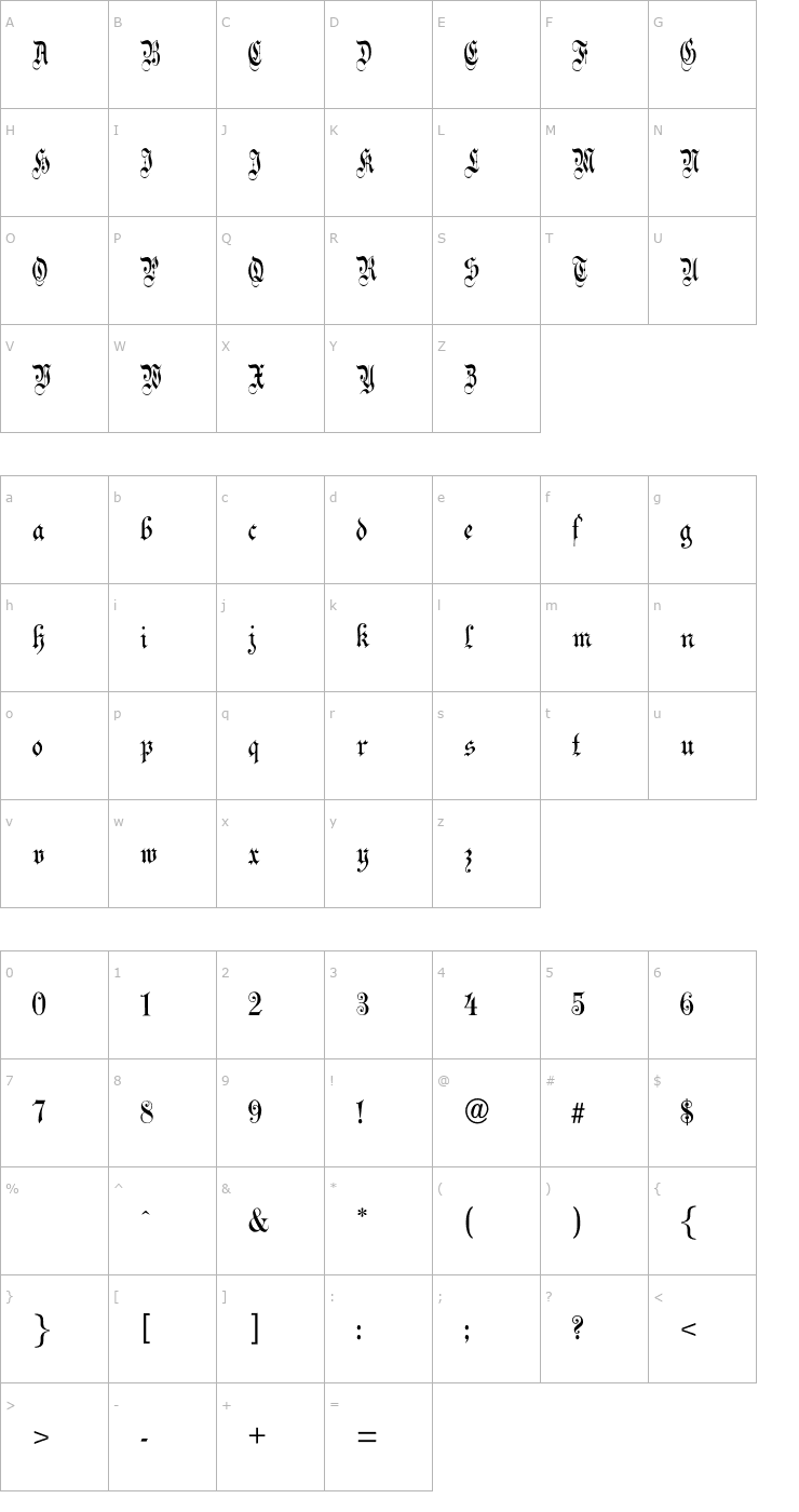 Character Map CelebrationTextPlain-Normal OTF Font