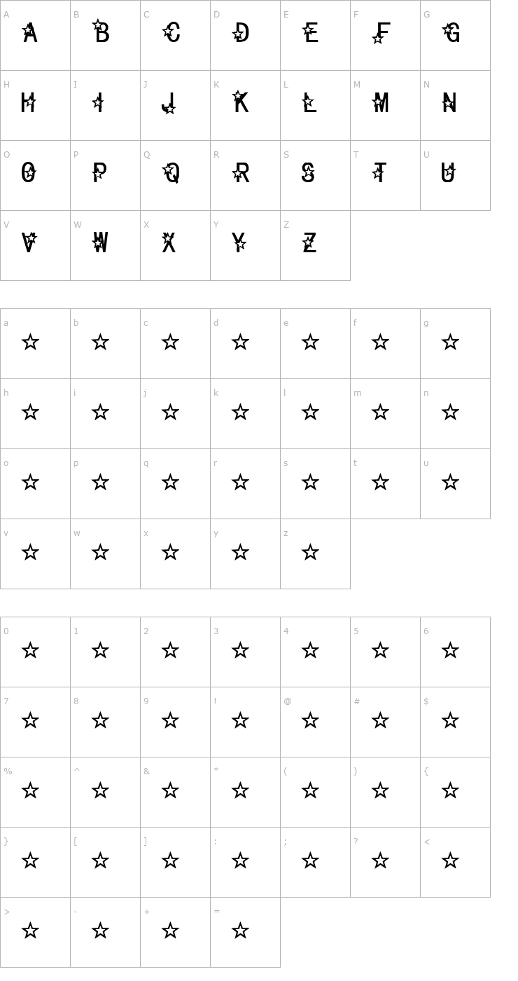 Character Map Celestial Font