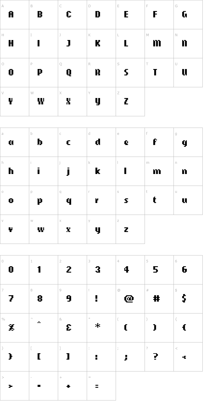 Character Map CellularTallBold Font