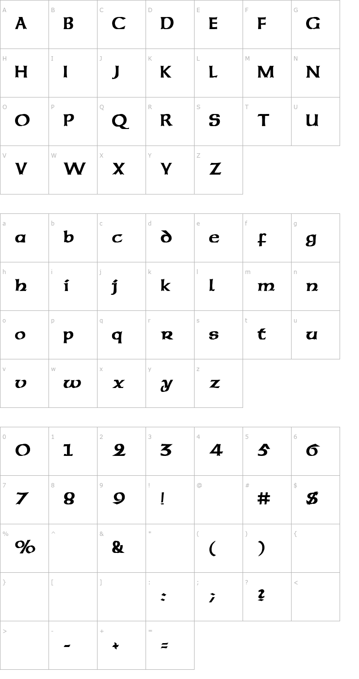 Character Map Celtic Font