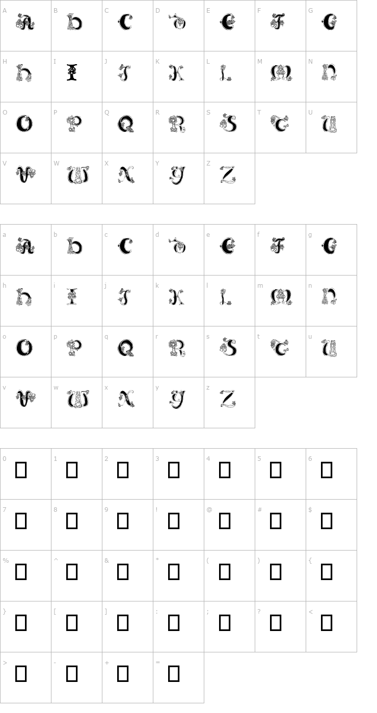 Character Map Celtic Knot Font