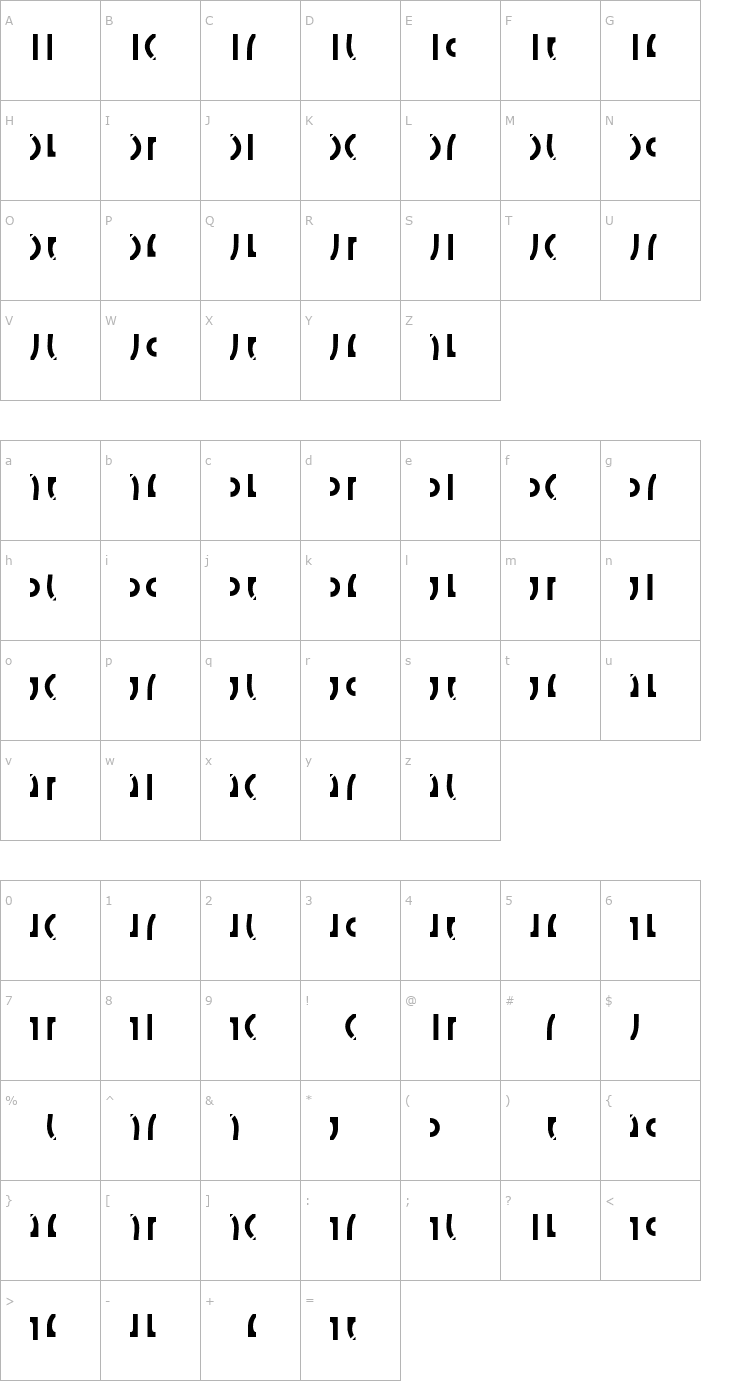 Character Map Celtic Knots Vertical Font