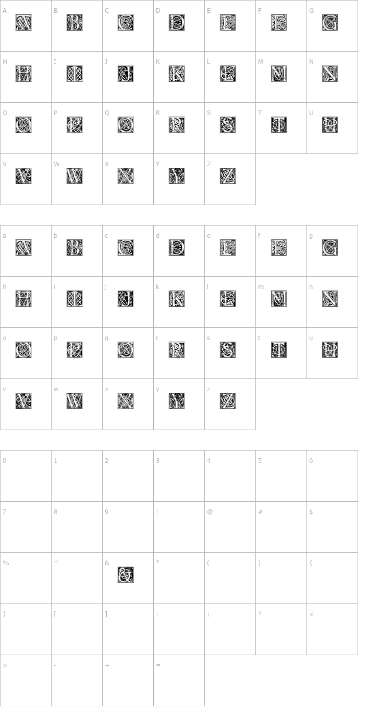 Character Map CelticEels Font
