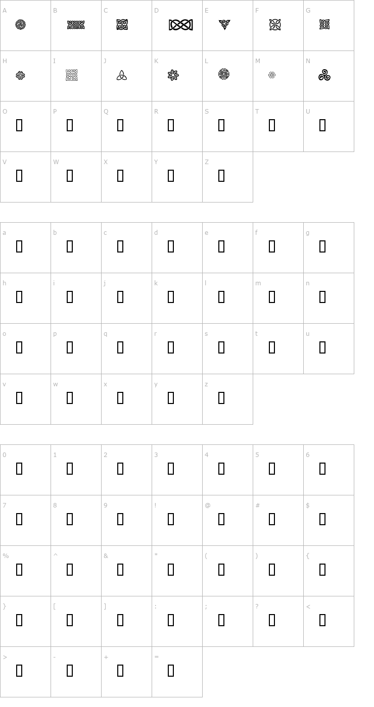 Character Map CeltiCons Font