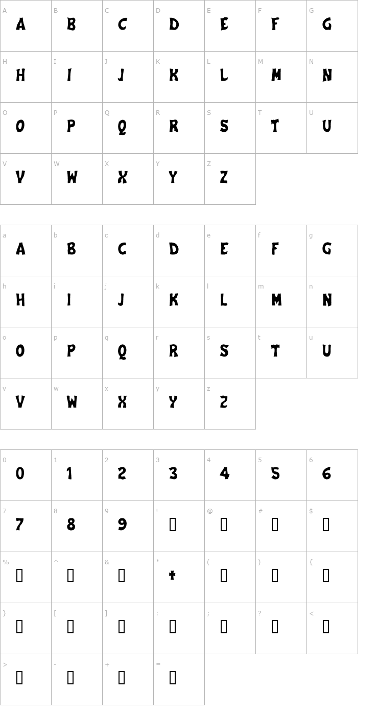 Character Map Cementeria Font