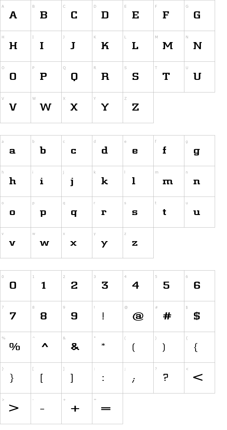 Character Map CenterCityExtended Bold Font