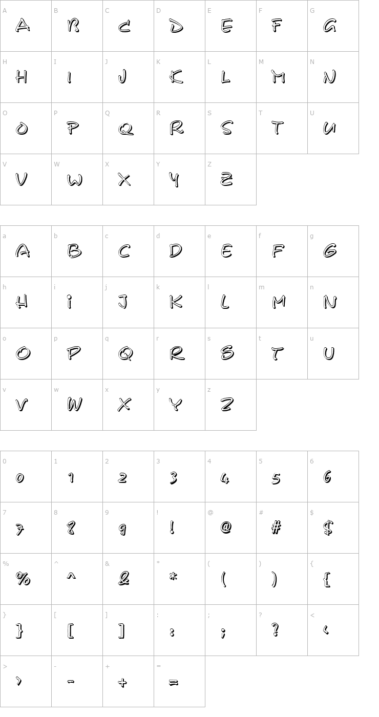 Character Map CerberixShadow Font