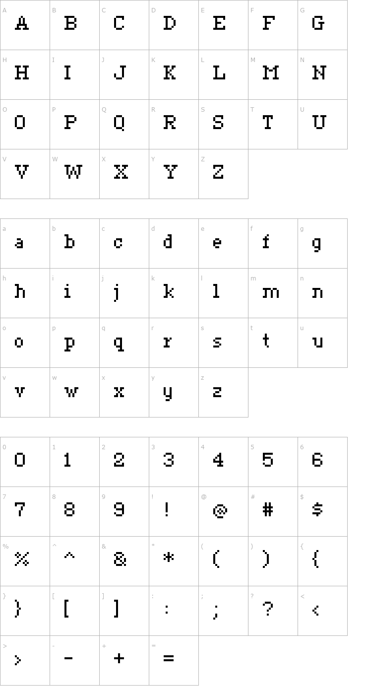 Character Map ceriph 07_55 Font