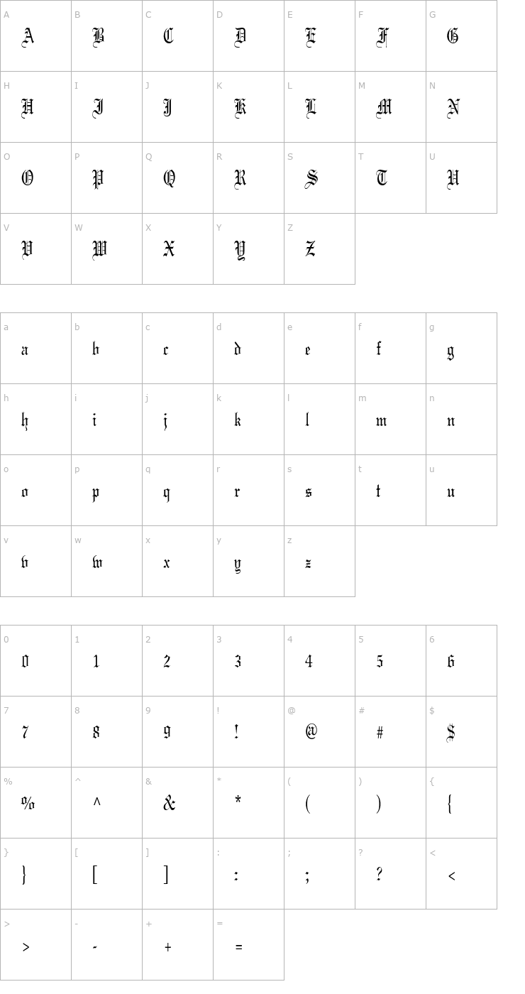 Character Map CertificateCondensed Font