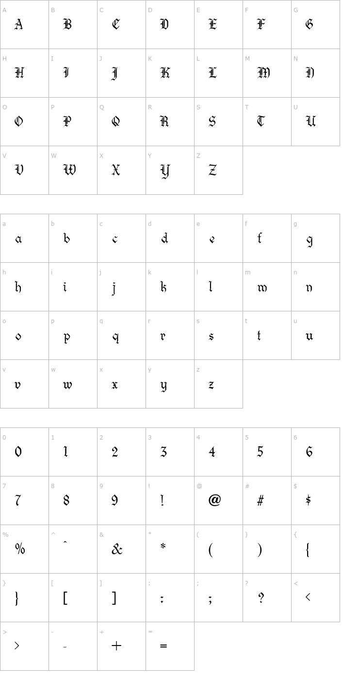Character Map Certificatext Normal Font