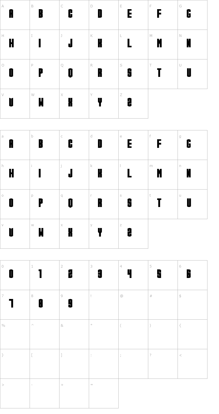 Character Map CGF Arch Reactor Font