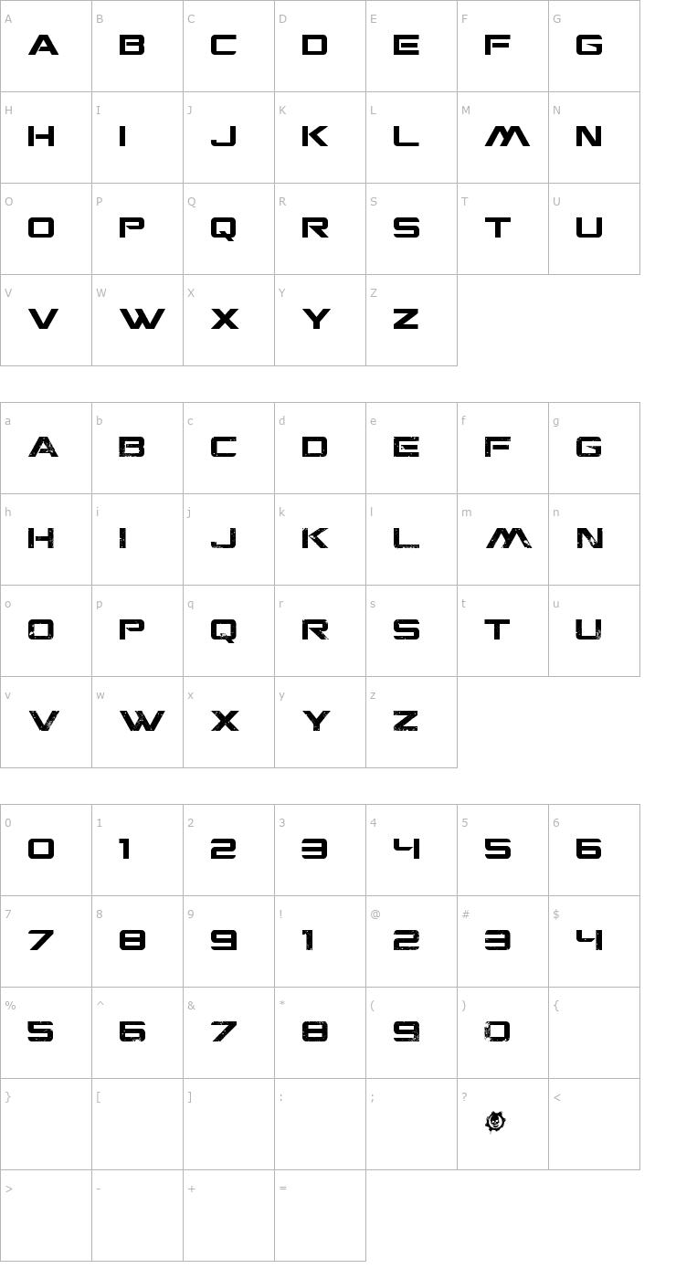 Character Map CGF Locust Resistance Font