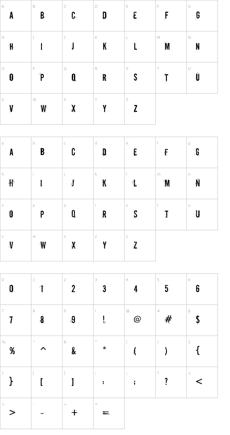 Character Map CGF Off-Road Font
