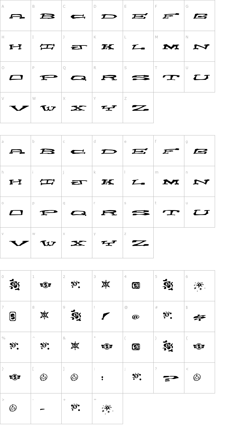Character Map Chain Crank Font
