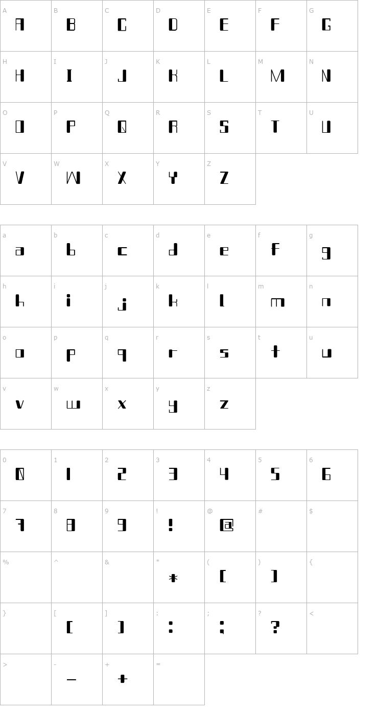 Character Map Chain_Reaction Font