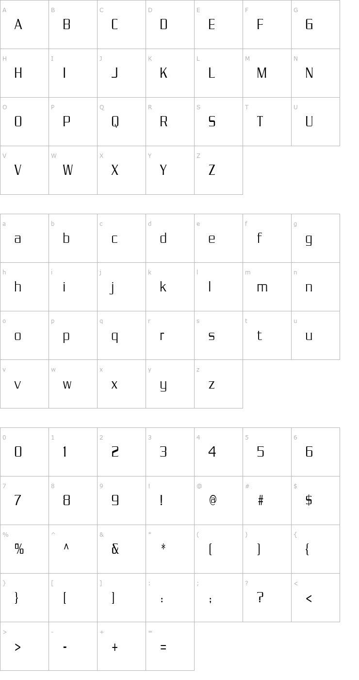 Character Map ChainlinkCondensed Font