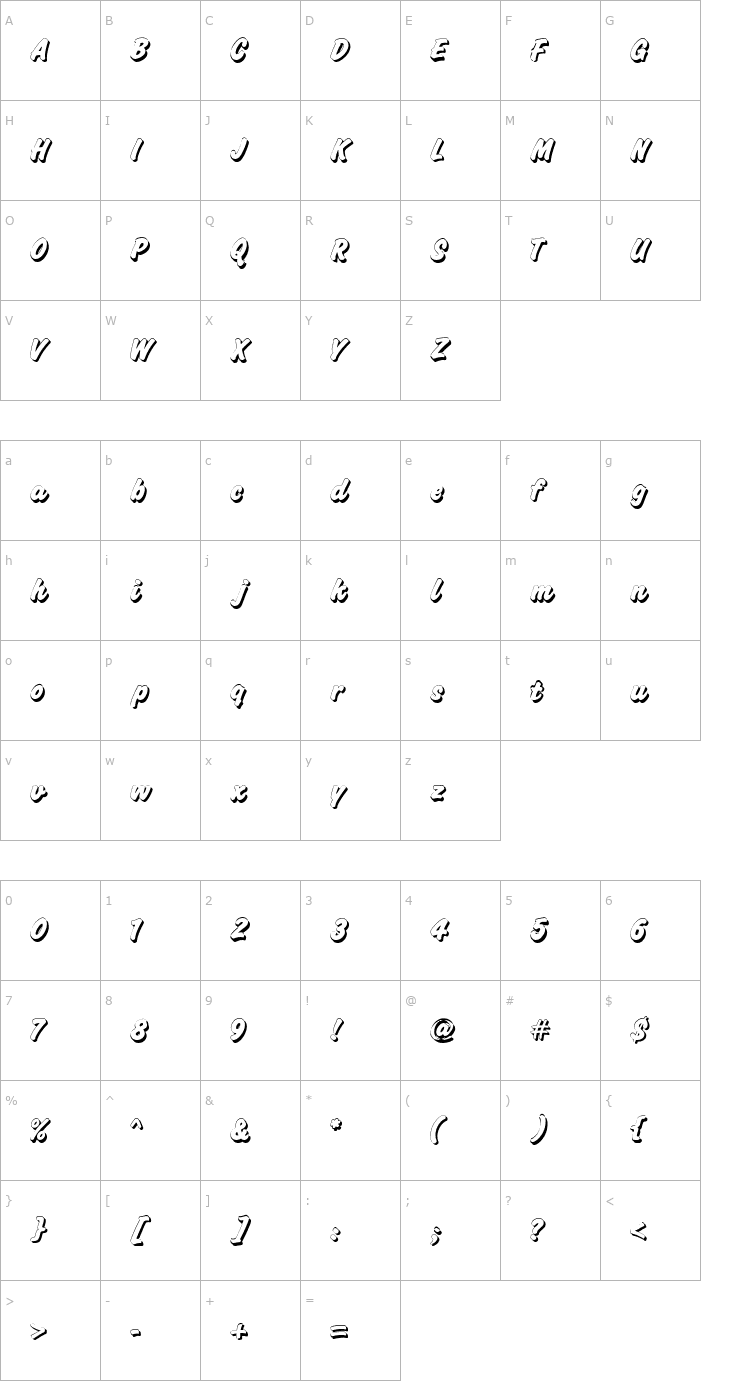 Character Map Challenge Shadow Font