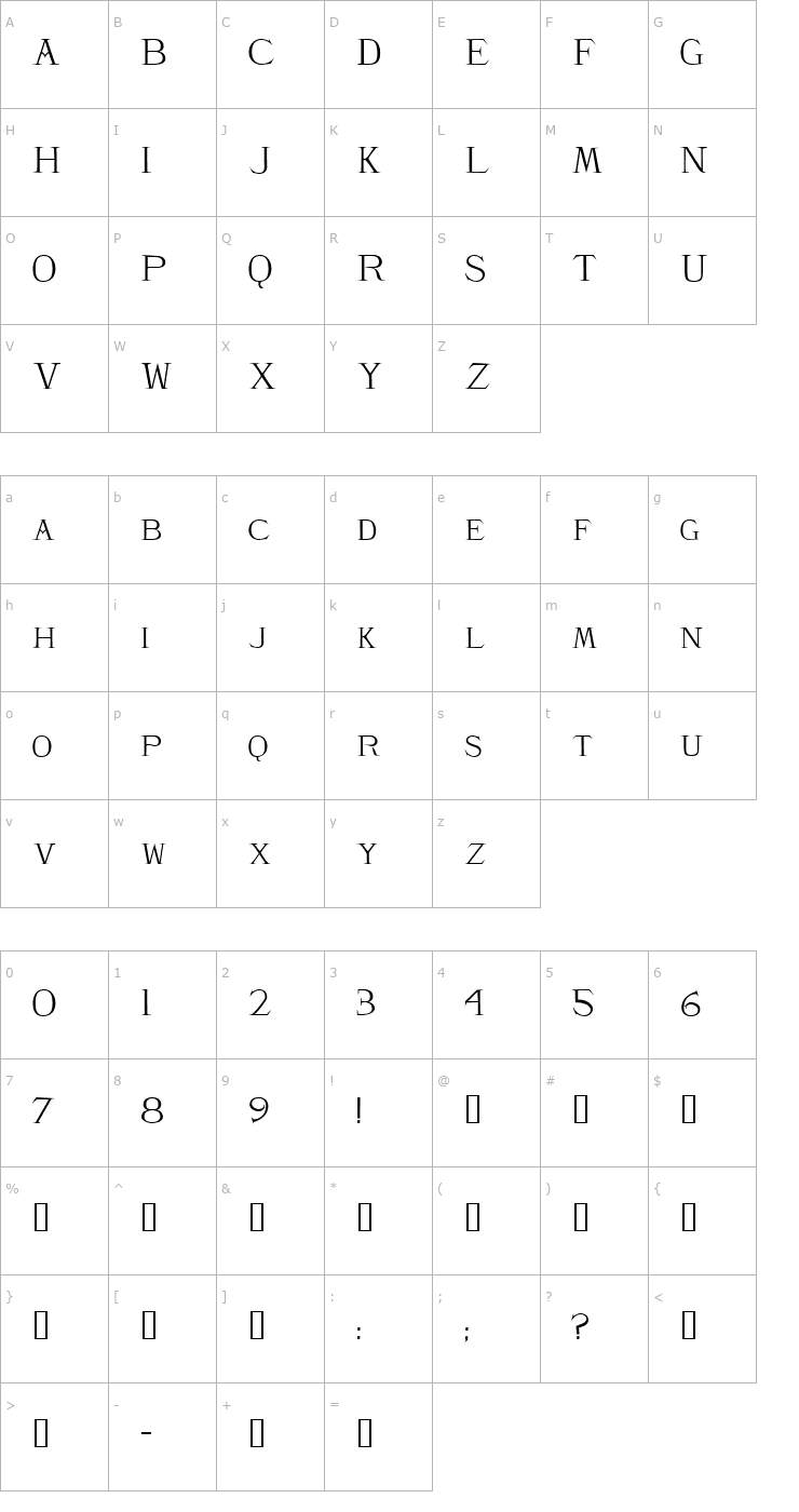 Character Map Chambord Font