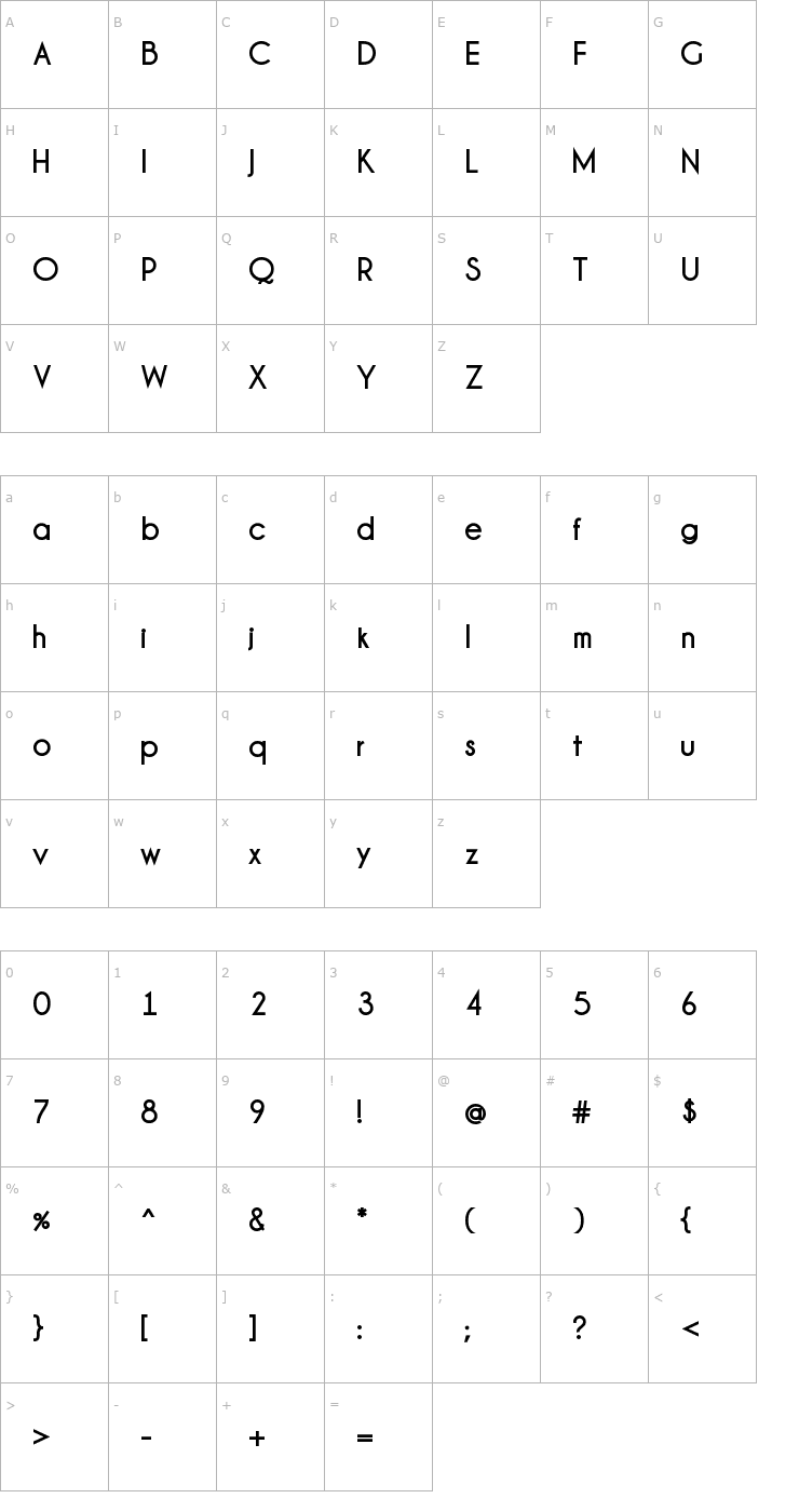 Character Map Champagne & Limousines Thick Font