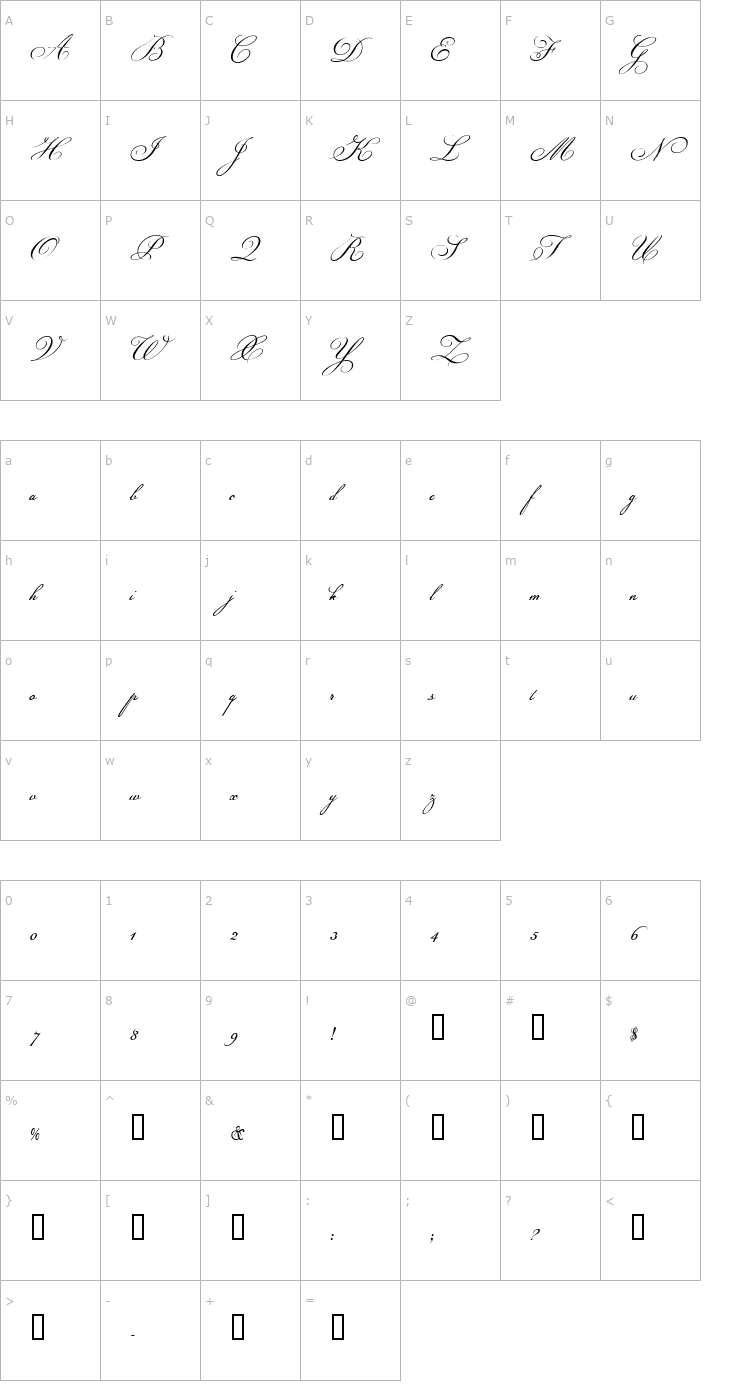 Character Map Champignon Script Font