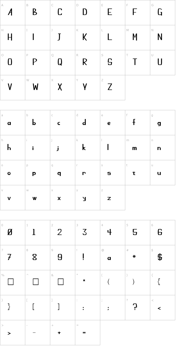 Character Map Champlin Regular Font