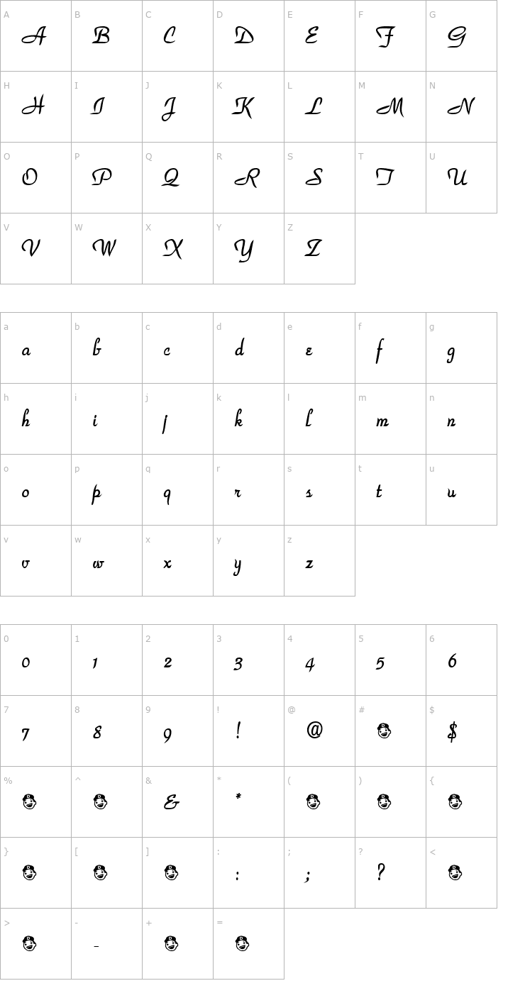 Character Map Champs Elysees Font