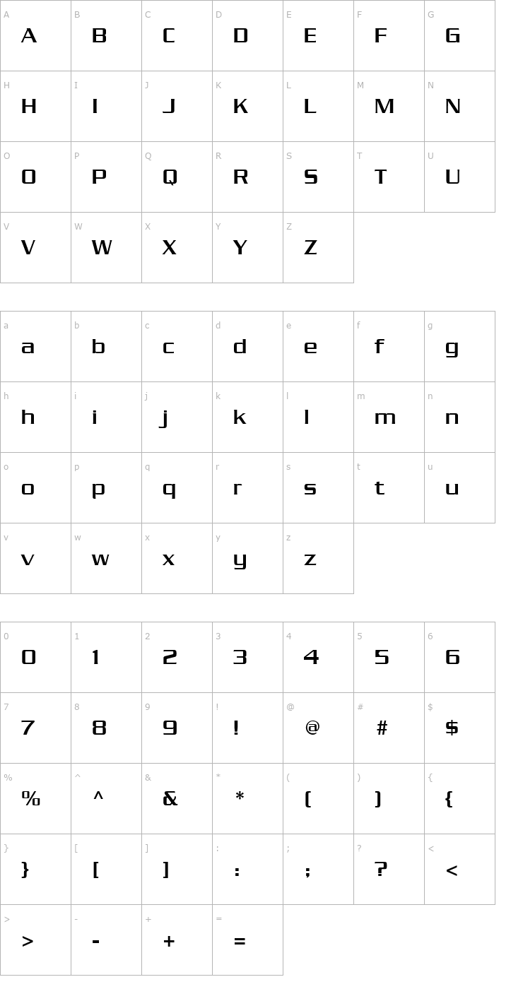 Character Map Chaney Normal Font