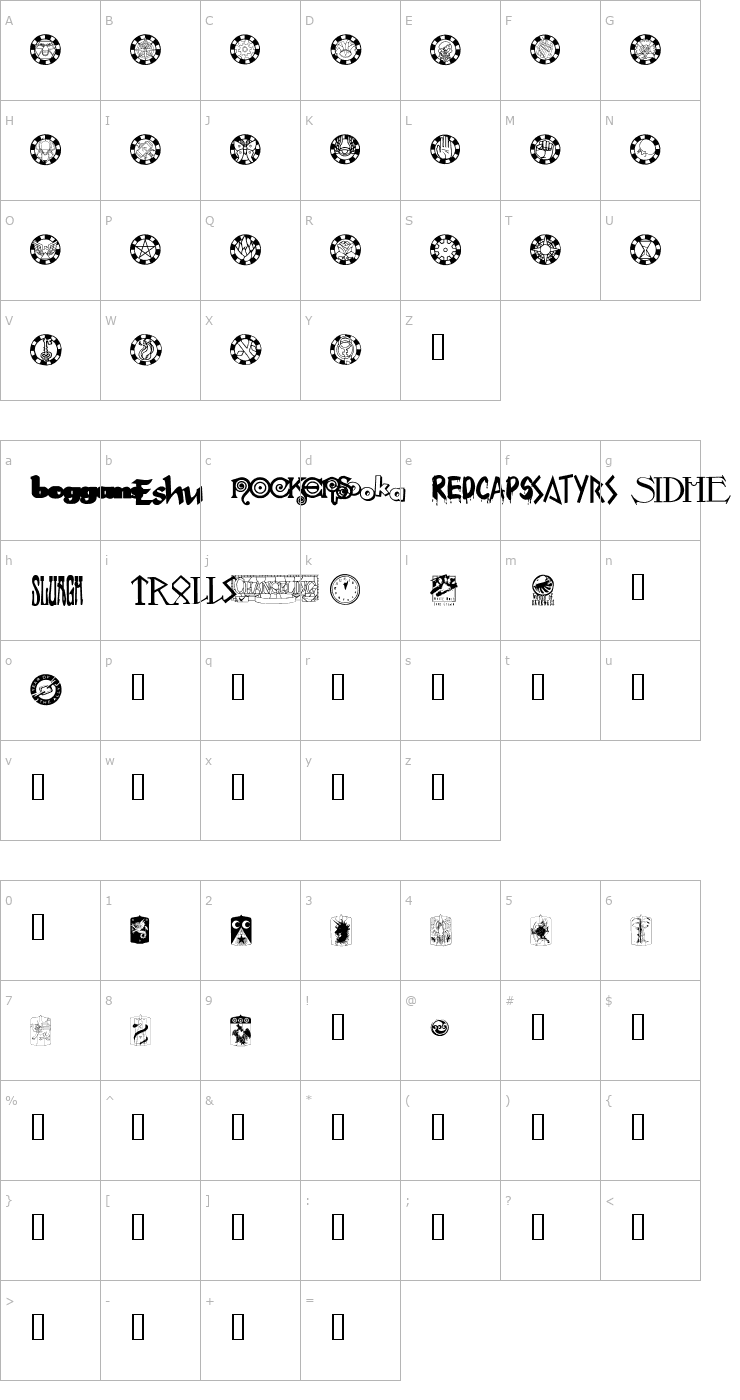 Character Map Changeling Dingbats Font